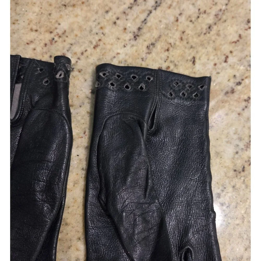 Vintage Womens Size M Black Leather Formal 8